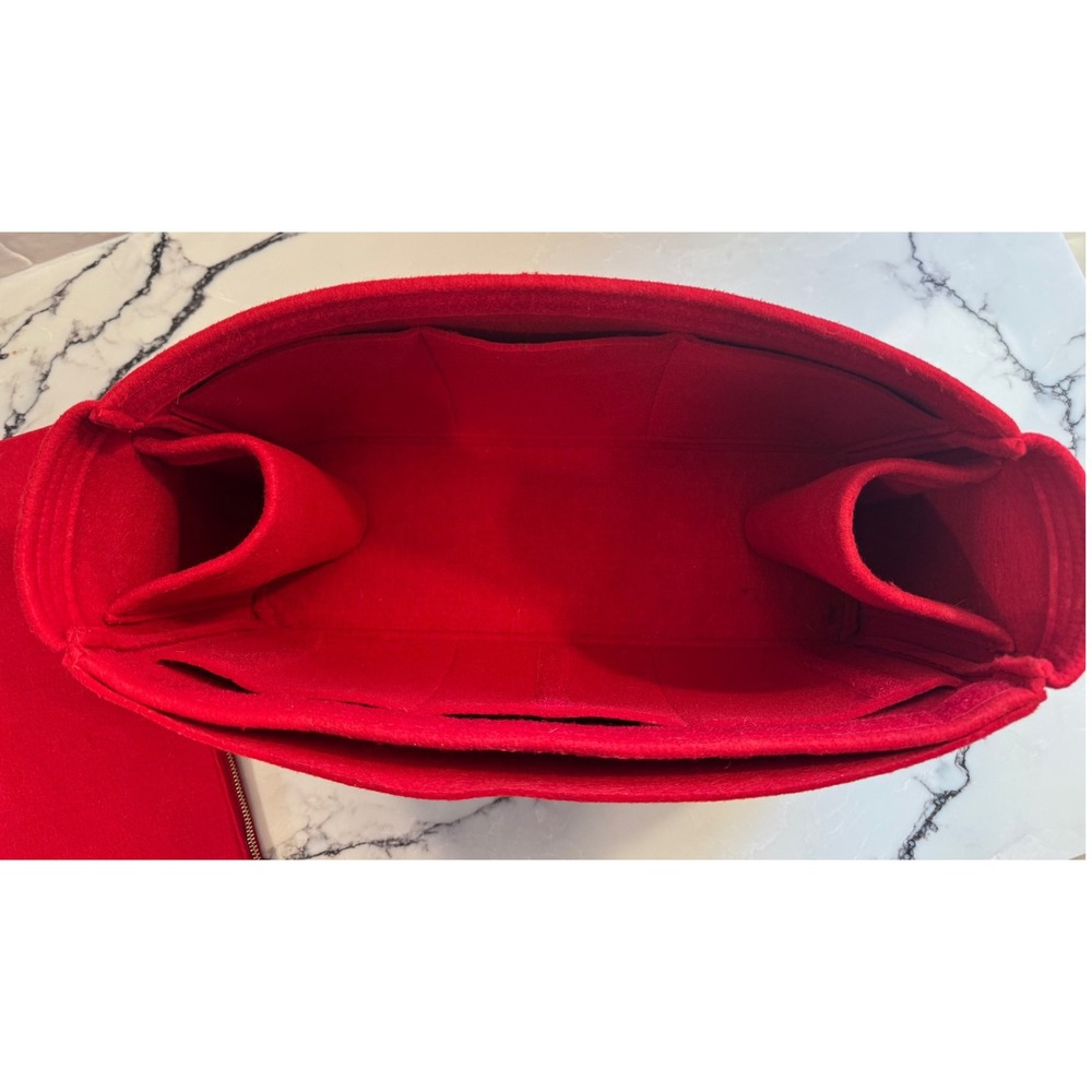 Joyinbag Red Felt Purse Organizer Insert for Tote Handbag w/ Zipper Pouch & Top - Picture 2 of 4